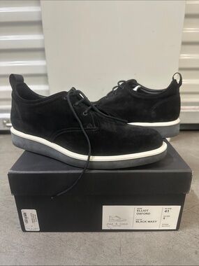 rag & bone Black Suede Derby Shoes with White Sole